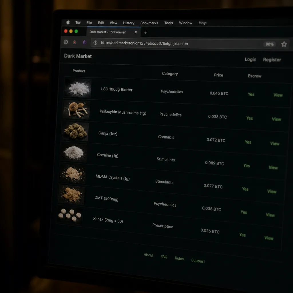 Dark web markets interface preview