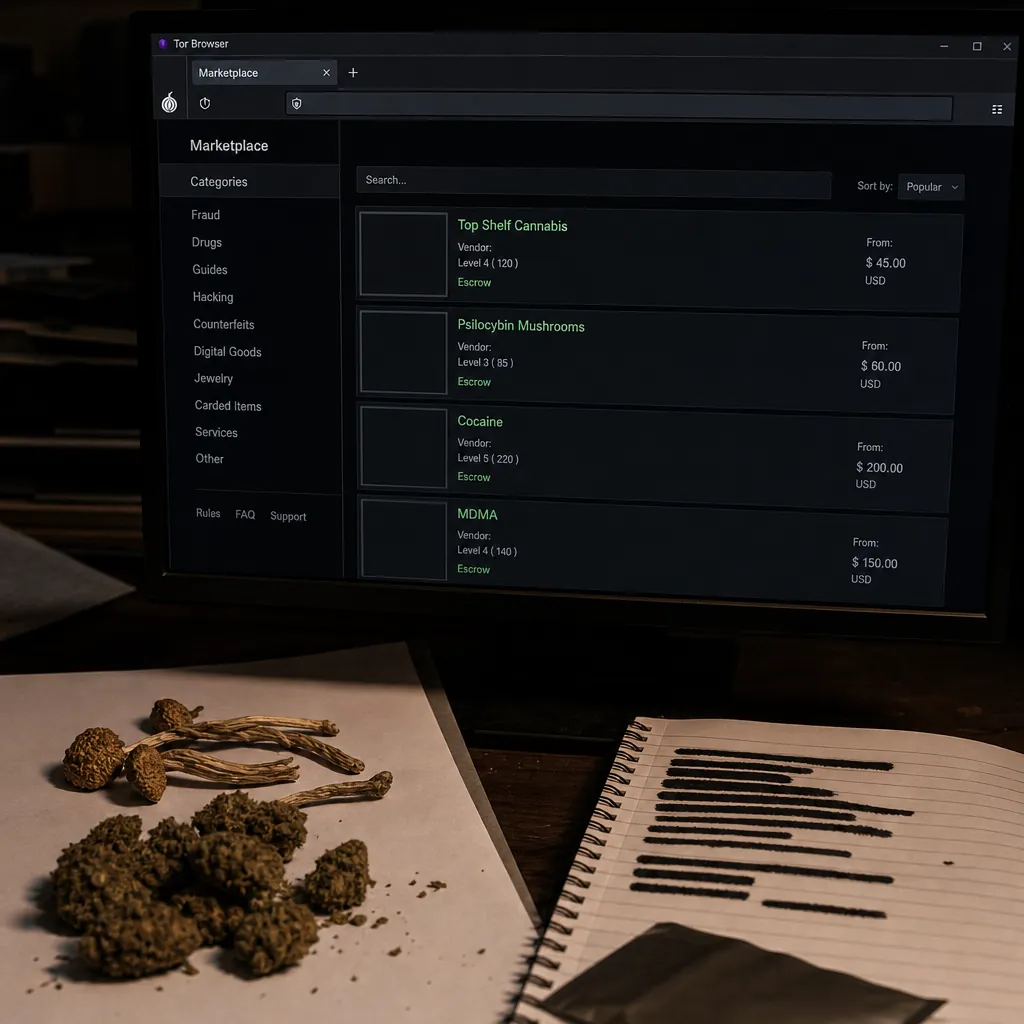 Darknet sites interface preview